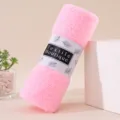 Serviette roulée en polaire corail rose avec emballage en bande de papier bien douce - 35*75 (avec emballage) / Rose