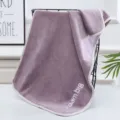 Purple microfiber plush face towel with white bound edges and embroidered dream big text. - 35*75cm / Misty Grey