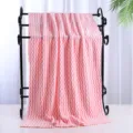 Pink white chevron coral fleece bath towel soft absorbent thick home hotel beach towel - Bath Towel 70*140cm / Pink