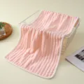 Roze Gestreept Koraal Fleece Handdoek Super Absorberend Zacht Badhanddoek Voor Thuis - Randafwerking / Handdoek 30*60cm / Roze