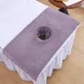 Thickened coral fleece beauty salon massage bed cover set with face hole and skirt. - 40*80cm / Misty Grey