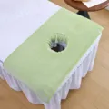 Thickened coral fleece beauty salon face hole massage bed towel soft absorbent sheet - 40*80cm / Matcha Green