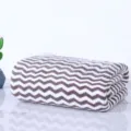 Soft brown and white chevron coral fleece towel, thickened and absorbent for home or salon use. - Brown Coffee