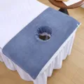 Thickened coral fleece massage bed cover set with breathing hole, soft salon beauty towel. - 40*40cm / Slate Blue