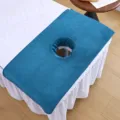 Thickened coral fleece beauty salon massage bed cover with face breathing hole blue towel - 40*40cm / Peacock Blue