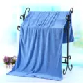 Blauwe microvezel badhanddoek, sneldrogende zachte handdoek voor hotel spa massage bed - 140*70cm / Middelblauw (gemiddelde dikte)