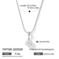 Stainless steel round diamond solitaire pendant necklace with snake chain, elegant daily wear jewelry. - Luxury Round Rhinestone Snake Chain (YHTSN-260504)