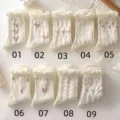 White lace bow mid-calf socks sweet lolita style cute ruffle trim casual hosiery variants - One Size / Style 01