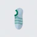 Women's striped boat socks, low cut cotton ankle socks with green stripes, comfortable. - Sky Blue