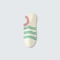 Women's striped boat socks, summer thin low-cut ankle socks with pink trim and green stripes. - Pink Edge Green Stripes