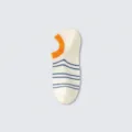 Women's Striped Boat Socks with Orange Trim, Summer Thin Casual Low Cut Invisible Short Socks - Orange Edge Blue Stripes