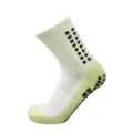 Professional football grip socks in white, adult sports training anti-slip athletic socks - White