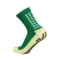 Adult mid-calf football grip socks with cushioned towel bottom for sports training matches. - Green