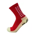 Professional football socks red beige grip bottom adult sports training mid-tube thick socks - Red
