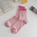 Pink breathable mesh mid-tube slouch socks for women, sweet style knit casual daily socks summer. - One Size / Pink