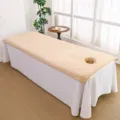 Thickened microfiber beauty salon bed sheet cover with face hole soft massage table cover - Camel / 80*190cm