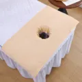 Thickened coral fleece massage bed towel with face hole, soft absorbent beauty salon cover. - 40*40cm / Camel