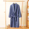 Unisex blauwe koraalvleece badjas koppel loungewear comfortabele zachte nachtkleding badjas - Eén maat / Blauw