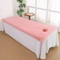 Thickened microfiber beauty salon bed cover with face hole soft massage table sheet pink - Light Pink / 80*190cm