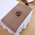 Thick coral fleece beauty salon massage bed cover with hole. Soft absorbent spa linen set. - 40*40cm / Brown