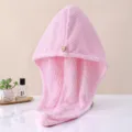 Gorro Pelo Seco Forro Polar Coral Rosa Suave Absorbente Secado Rápido Toalla Gruesa - 25x64cm / Rosa Claro