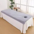 Thickened microfiber massage table cover with face hole soft spa beauty bed sheet gray white - Silver Gray / 80*190cm