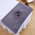 Thickened coral fleece massage bed face cradle cover grey salon beauty towel with breathing hole. - 40*40cm / Gray
