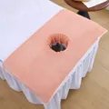 Thickened coral fleece massage bed cover with face hole, soft beauty salon sheet set. - 40*40cm / Vitality Orange