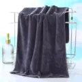 Dark grey microfiber towel for car washing, salon, and bathroom use. Soft and absorbent. - Dark Gray