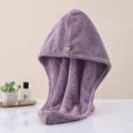Gorro de secado de pelo de vellon de coral violeta super absorbente secado rapido suave - 25x64cm / Gris oscuro
