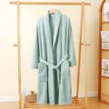 Peignoir de couple en polaire corail serviette portable doux chaud maison automne unisexe - Taille unique / Vert clair