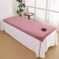 Thickened microfiber beauty salon bed cover with face breathing hole and white skirt. - Coral Purple