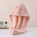 Pink coral velvet dry hair cap, quick-drying soft microfiber shower hair towel wrap. - 25x64cm / Camel