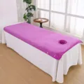 Thick microfiber massage bed sheet with face hole, purple spa table cover soft and durable - Medium Purple