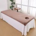 Thickened microfiber beauty salon massage bed cover with face hole soft spa table skirt - Brown