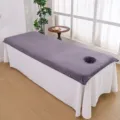 Thick microfiber massage table cover with face hole beauty salon bed skirt grey and white - Dark Gray