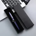 Μεταλλικό στυλό rollerball με πολυτελή μαύρη συσκευασία δώρου για γραφείο και γραφική ύλη - Μπλε στυλό με χάρτινο κουτί με καπάκι