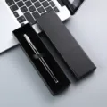 Metal rollerball pen in black gift box, luxury business stationery set for office gift. - Black Pen With Silver Clip / Lid Gift Box