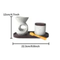 Conjunto de quemador de incienso de resina creativo moderno con bandeja para decoración del hogar. - Set de regalo / Juego de caja de regalo calada - blanco y café / Blanco y marrón