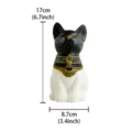 Detailed view of the Egyptian cat incense burner showing intricate gold collar and dual-tone body. - Egyptian Cat Incense Burner / Black and White