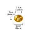 Close-up of golden metal censer bowl accessory with hollow mesh and size dimensions. - Beveled Candle Cup 5.2cm * 1