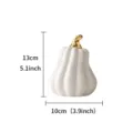 White ceramic pumpkin figurine with gold stem modern tabletop decor for home office 10x13cm - Gold Stem Pumpkin (Tall) / White