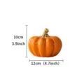 Ceramic pumpkin decoration in bright orange with gold stem, size 10x12cm for autumn. - Gold Stem Pumpkin (Short) / Orange