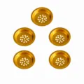 Gold metal hollow incense burner pad, perforated metal dish accessory, set of five pieces. - Candle Cups 6.8cm, 5 Pcs