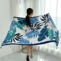 Large beach shawl tropical leaf print scarf lightweight summer vacation resort wrap accessory - L232