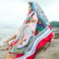 Ethnic style beach towel women long breathable cotton linen scarf bohemian shawl travel wrap - L178 / Over 175cm
