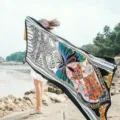 Ethnic style long beach scarf and wrap, colorful floral printed shawl for women summer outdoor. - L177 / Over 175cm