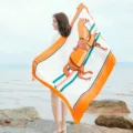 Elegant square silk scarf featuring a chic equestrian motif, perfect as a stylish beach wrap. - L197