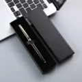 Business metal ballpoint pen gift set with elegant black box, perfect for office and gifts. - Lid and Base Paper Box / Black
