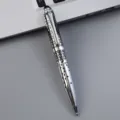 Luxury metal ballpoint pen with geometric pattern, sleek silver design for office gifts. - 1# (Silver Geometric Hollow)